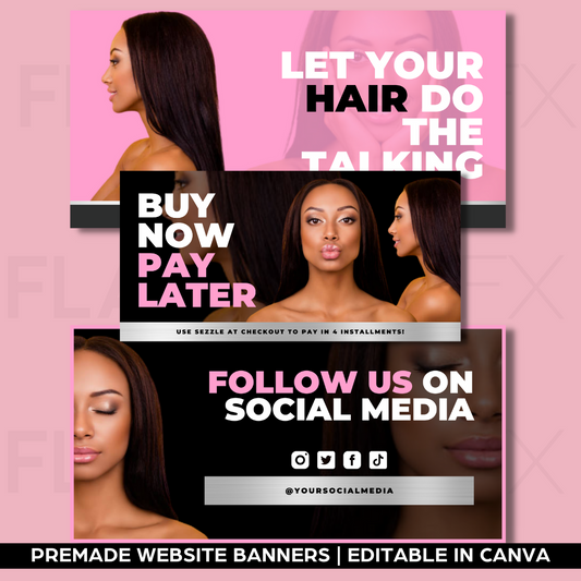 Premade Hair Website Banners