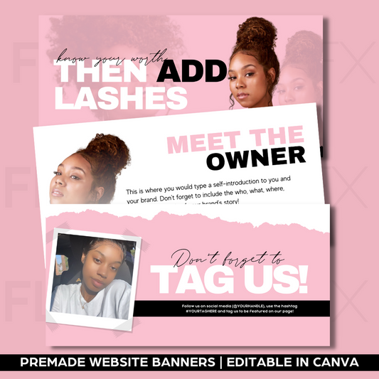 Premade Lashes Website Banners